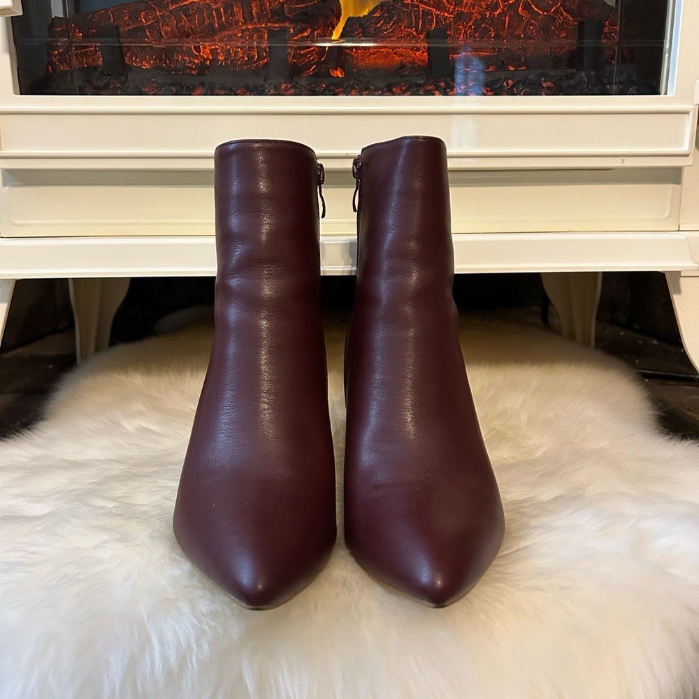 Top Moda Faux Leather Ankle Boots Maroon Size 6